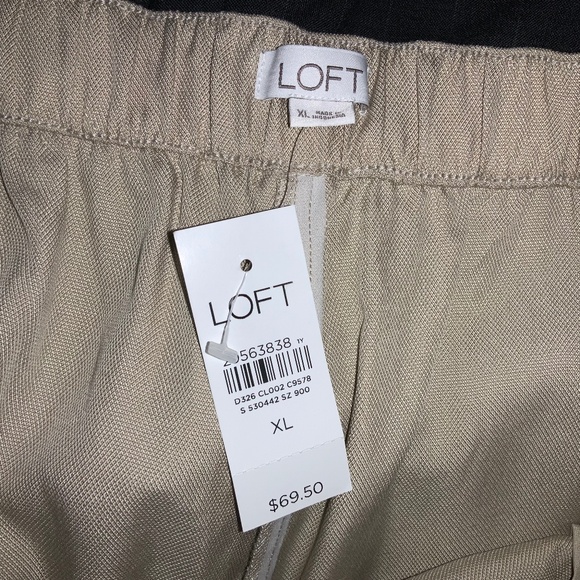 Loft tan split skirt Sz XL flat front elastic back waist new - Picture 4 of 5